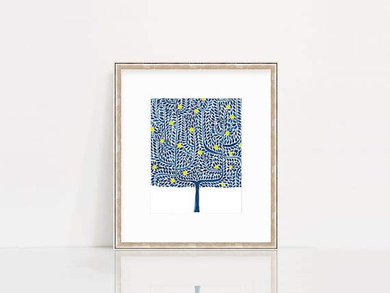 Nyberg's Tree Watercolor Print - SMc. Originals, watercolor painting, rustic, modern, original artwork, nature decor, tree art, lemon tree