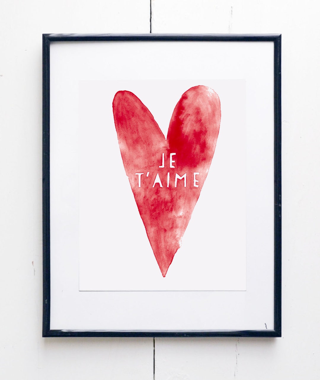 Je T'aime Watercolor Print - Smc. Originals, Watercolor Painting ...