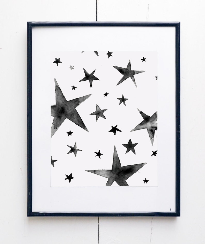 Stars Watercolor Print SMc. Originals, watercolor painting, nursery decor, nursery art, stars watercolor, nursery watercolor, original art image 4