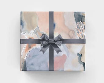 The Baker Wrapping Paper Sheets - WS1162 - Feminine Hand Painted Watercolor Abstract Gift Wrap - Rose Quartz - Serenity - Pantone Inspired
