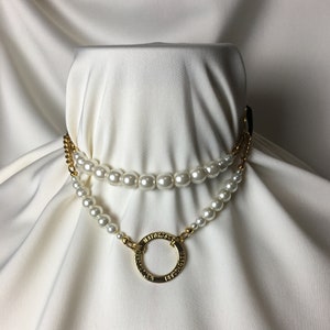 Lisa - Perlen Martingale Choker - Verstellbar - Satin elastisch - O Ring - Kette