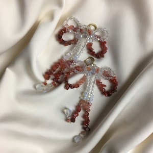 Handmade Crystal Bow Earrings: Glass Bead Hoop Earrings