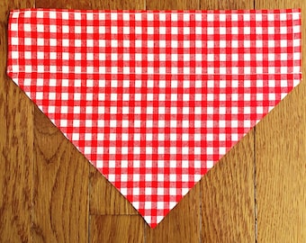 Red and White Gingham Check Over the Collar Pet/Dog/Cat Bandana