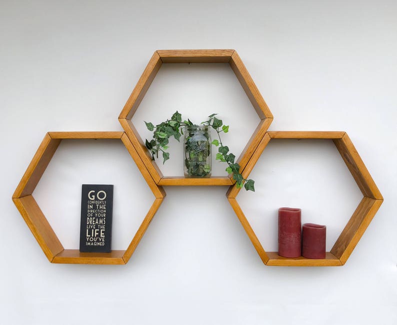 Set of 3 Shelves Hexagon Shelves Geometric Etsy