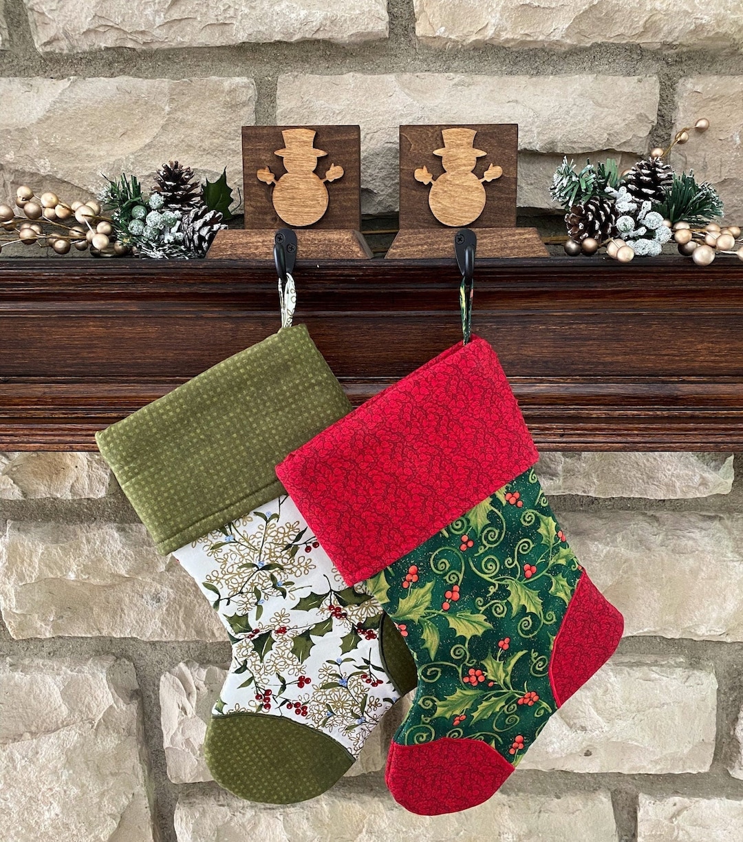 Snowman Stocking Holder Wood Stocking Holder Stocking Holder for Mantle