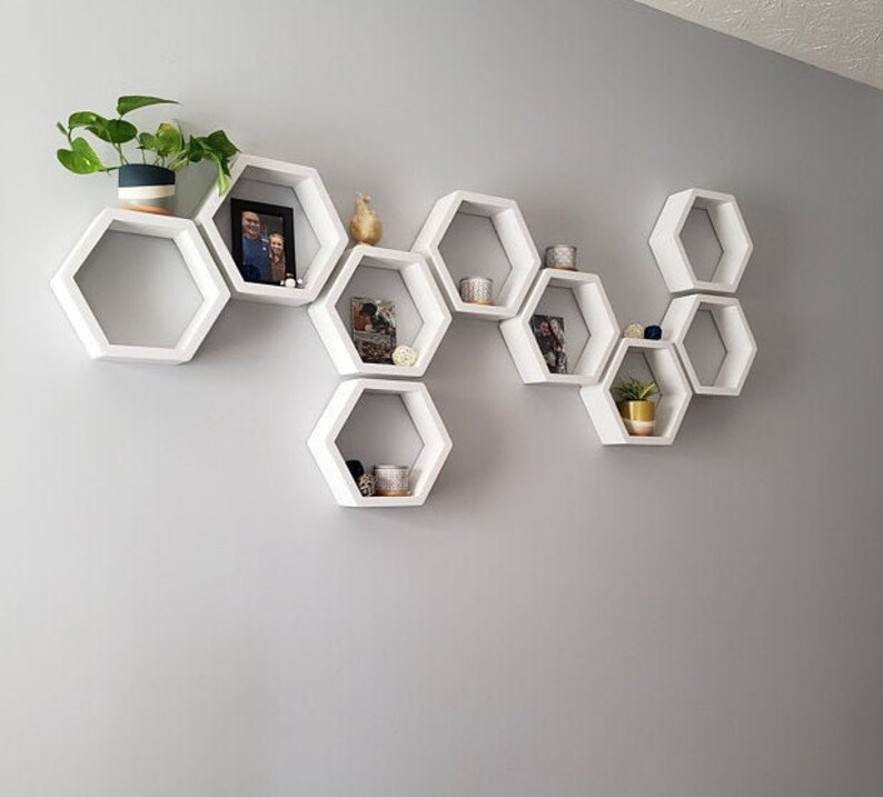 Hexagon Shelves White Shelves Geometric Shelves Etsy UK