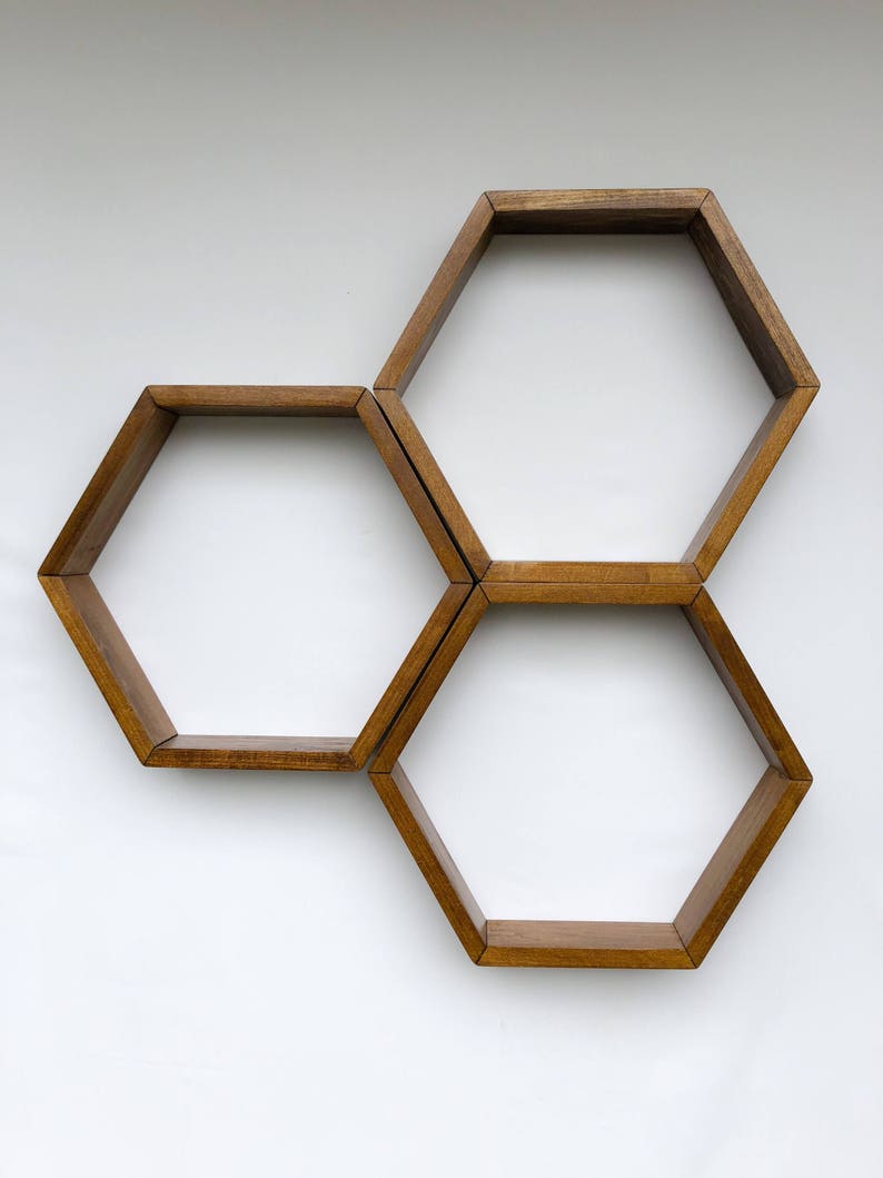 Set of 3 Shelves Hexagon Shelves Geometric Etsy