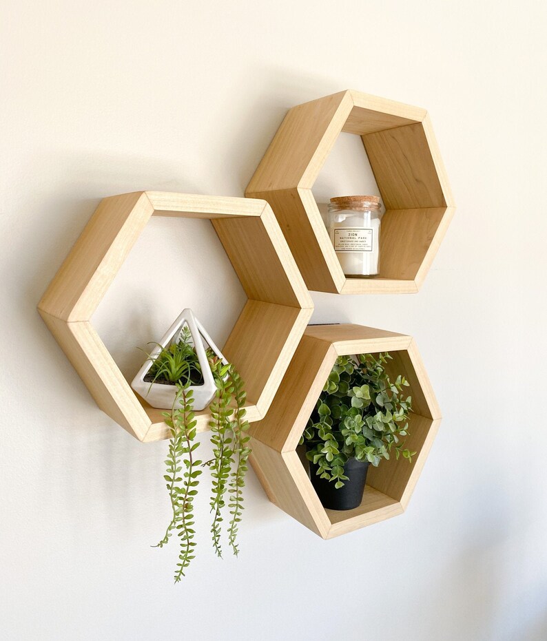 Set of 3 Shelves 5 Deep Hexagon Shelves Etsy