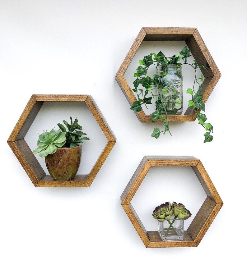 Set of 3 Shelves Hexagon Shelves Geometric Etsy