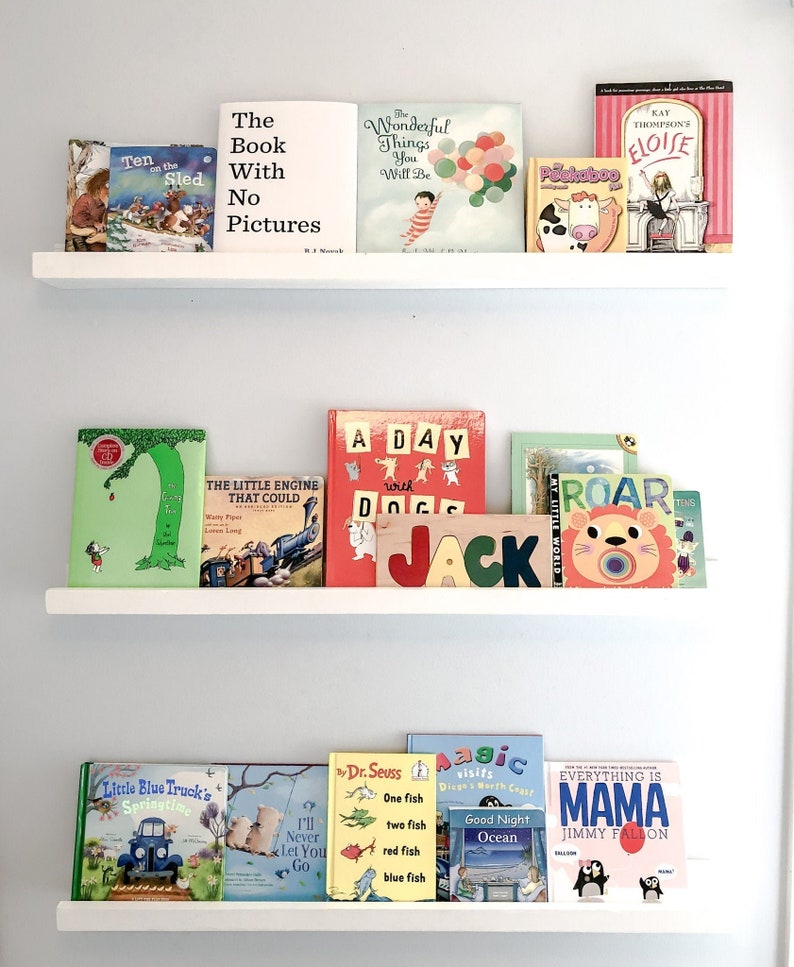 Set of 3 White Ledge Shelves | White Shelf | Nursery Decor | Book Ledge | Book Holder | Photo Ledge | Kids Room Decor | Book Shelf | Shelf