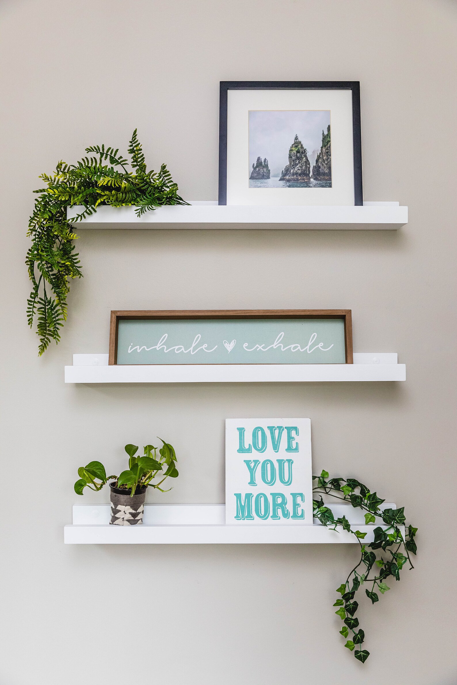 Set of 3 White Floating Shelves Wood Bookshelf Wall Etsy