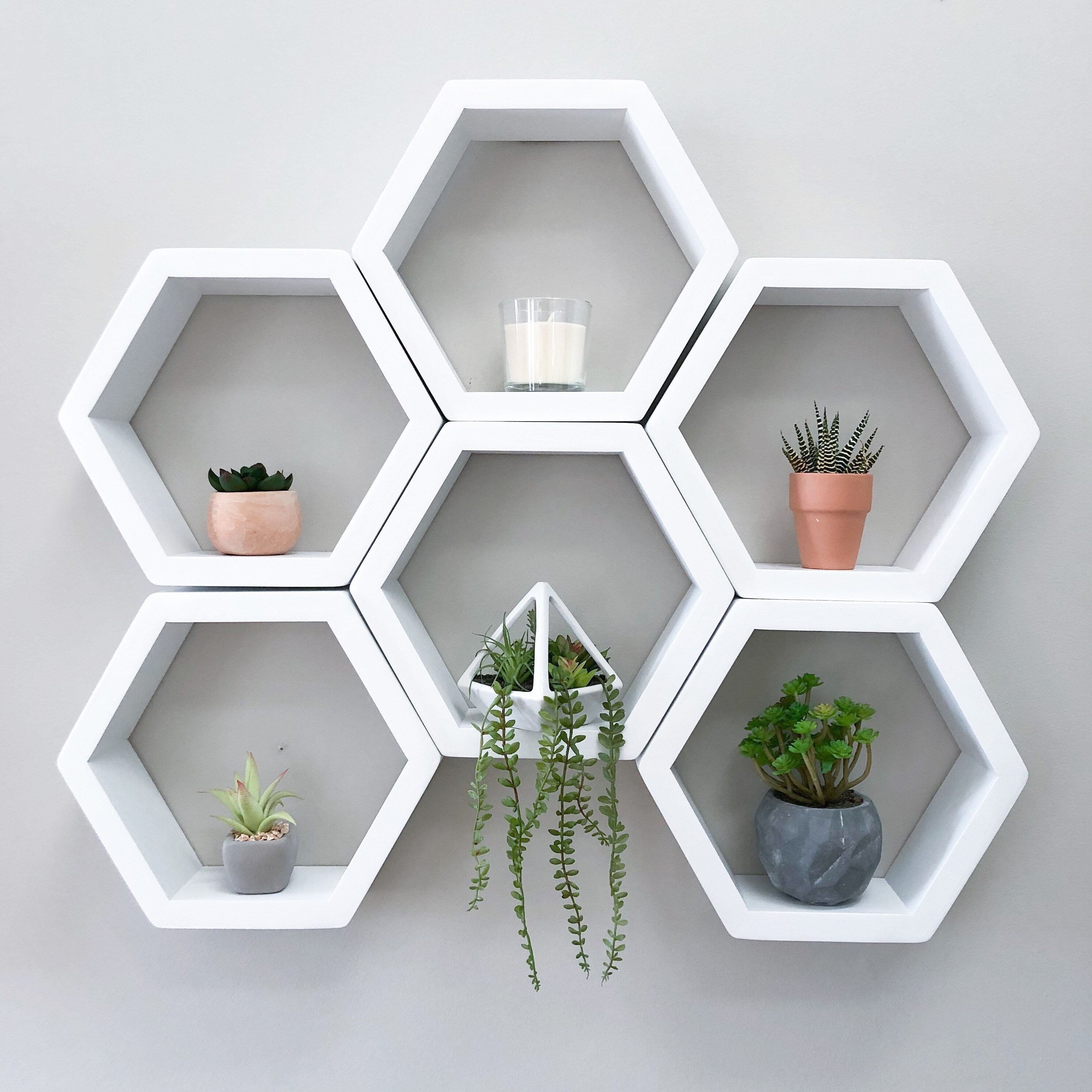 Extra Large Hexagon Floating Shelves Set of 4 - Honeycomb Shelves - Octagon