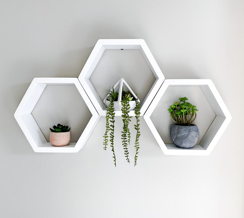 Hexagon Shelves White Shelves Geometric Shelves Etsy UK