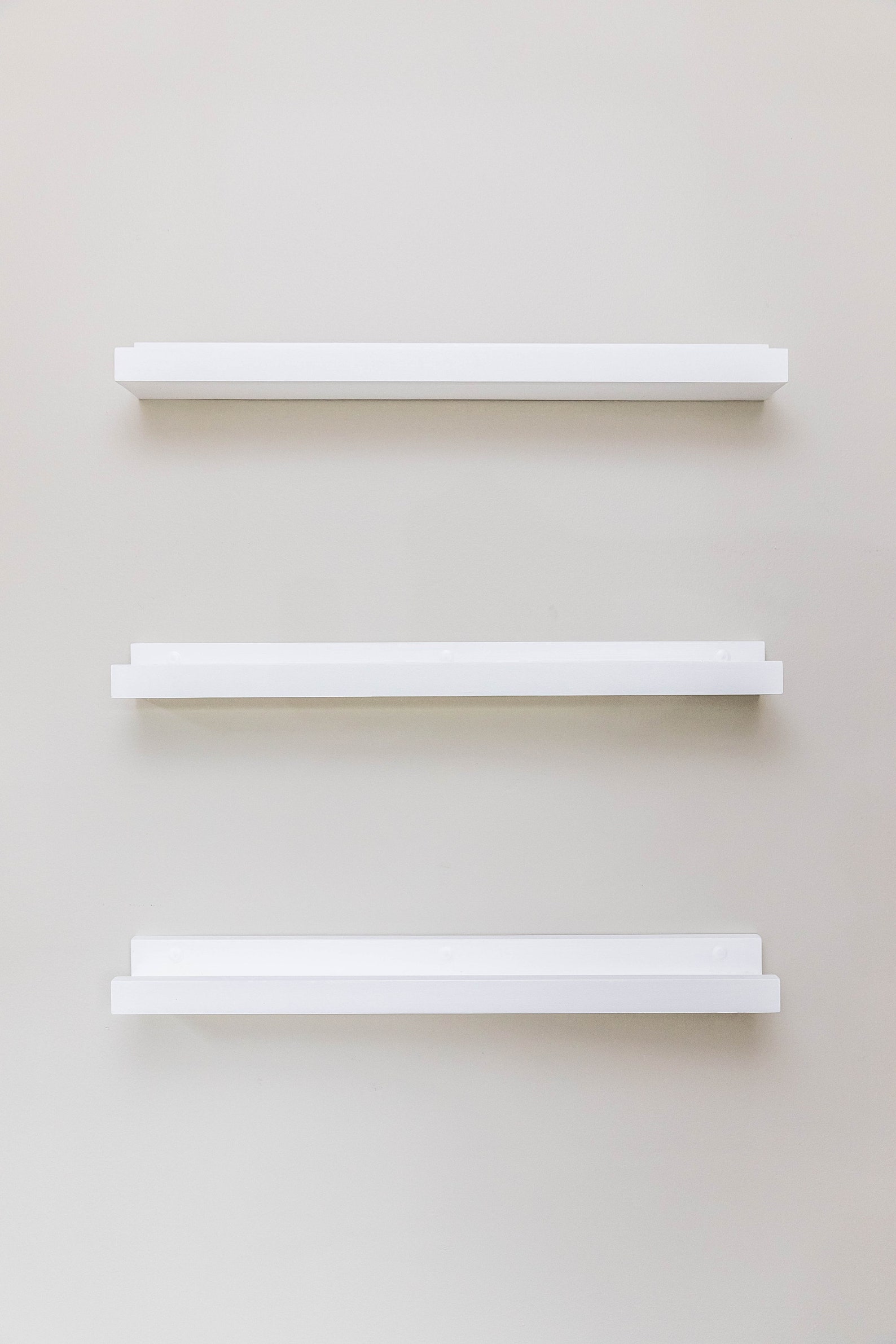 Set of 3 White Floating Shelves Wood Bookshelf Wall Etsy