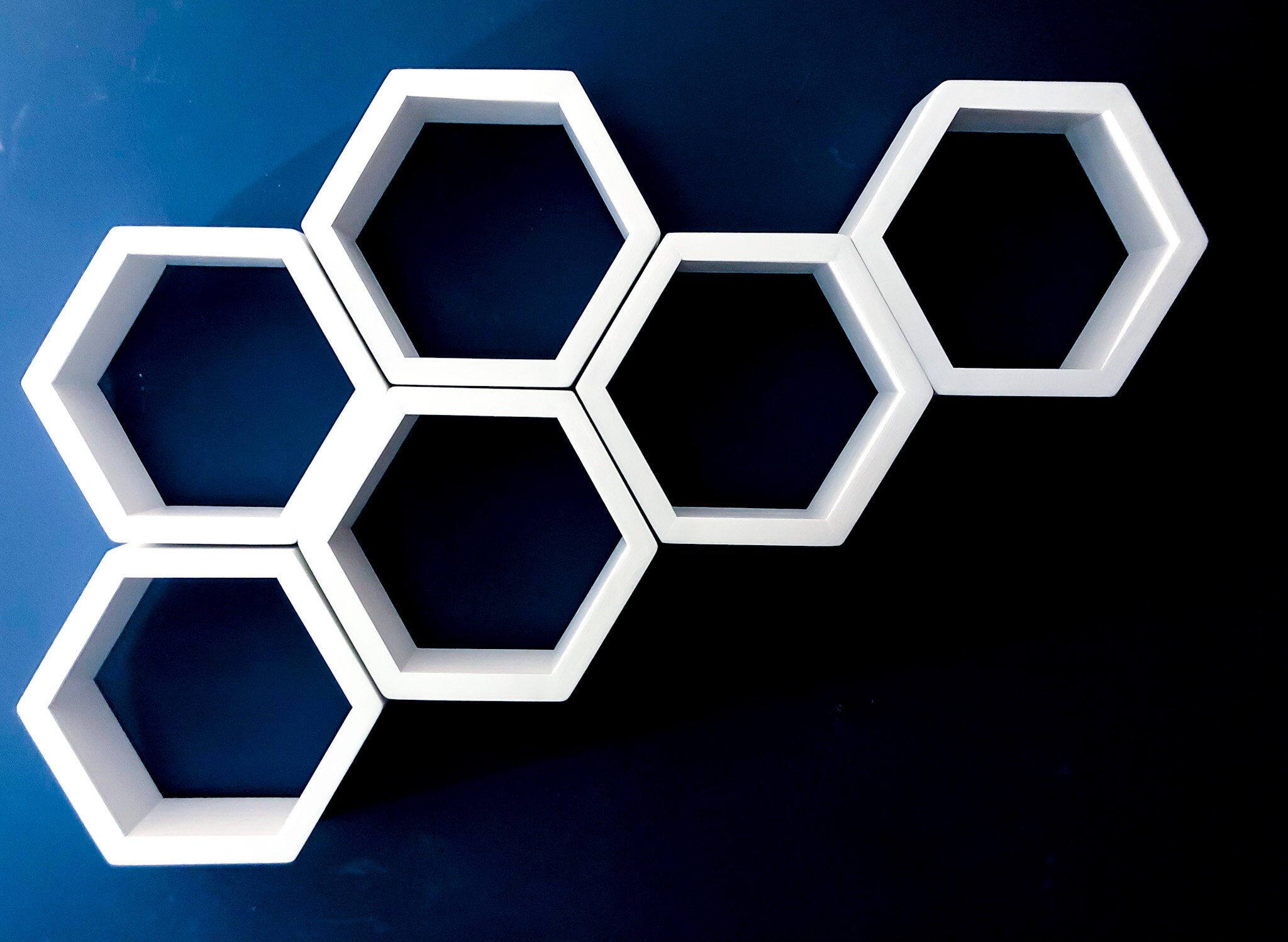 Set of 3 White Shelves Hexagon Shelves Geometric Etsy