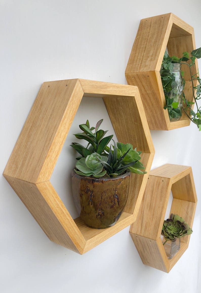 Set of 3 Shelves Hexagon Shelves Geometric Etsy