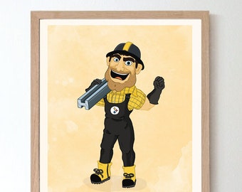 Steely McBeam Pittsburgh Steelers Mascot Print