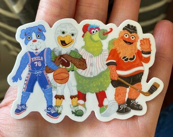 3" Wide Waterproof Sticker - Four Philly Mascots