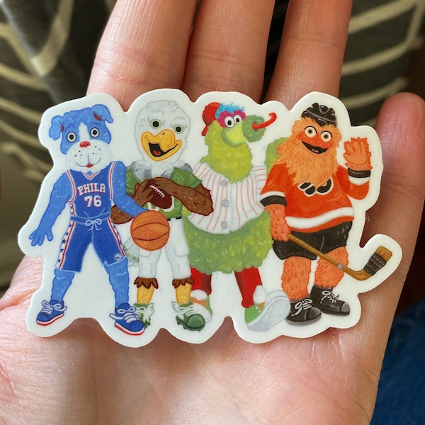 3" Wide Waterproof Sticker - Four Philly Mascots