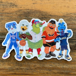 4.5&quot; Wide Waterproof Sticker - Five Philly Mascots