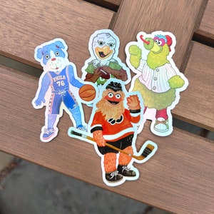 Adesivos holográficos Philadelphia Mascots 3" de altura - à prova d'água