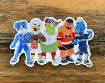 4.5&quot; Wide Waterproof Sticker - Five Philly Mascots