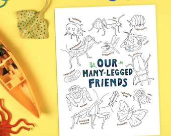 Coloring Page Files - Our Many-Legged Friends Bug Print for Kids (Bug, insect and arachnid pals)