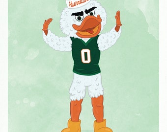 Miami Hurricanes Mascot Print