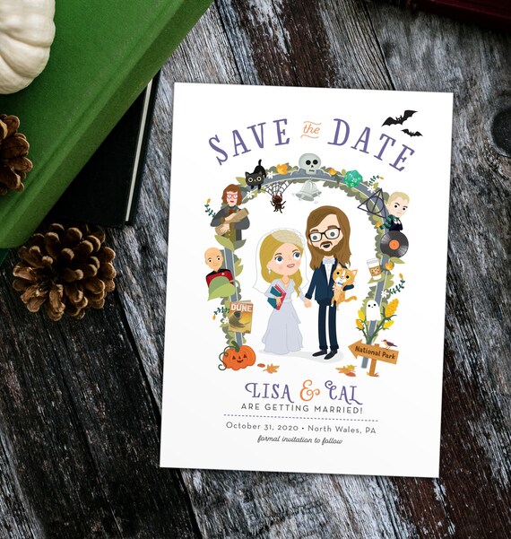 Custom Couple Portrait Save the Dates - Change the Date Wedding