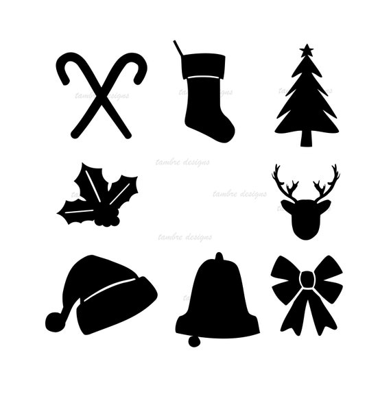 Download Christmas Silhouettes Icons Svg Tshirt Cards Gifts Etsy