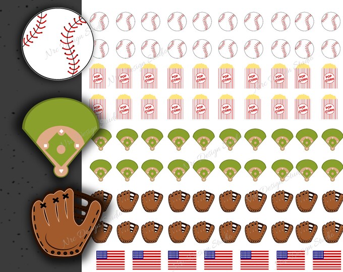 FINAL SALE Baseball Planner Stickers, Sports Planner Stickers Printable