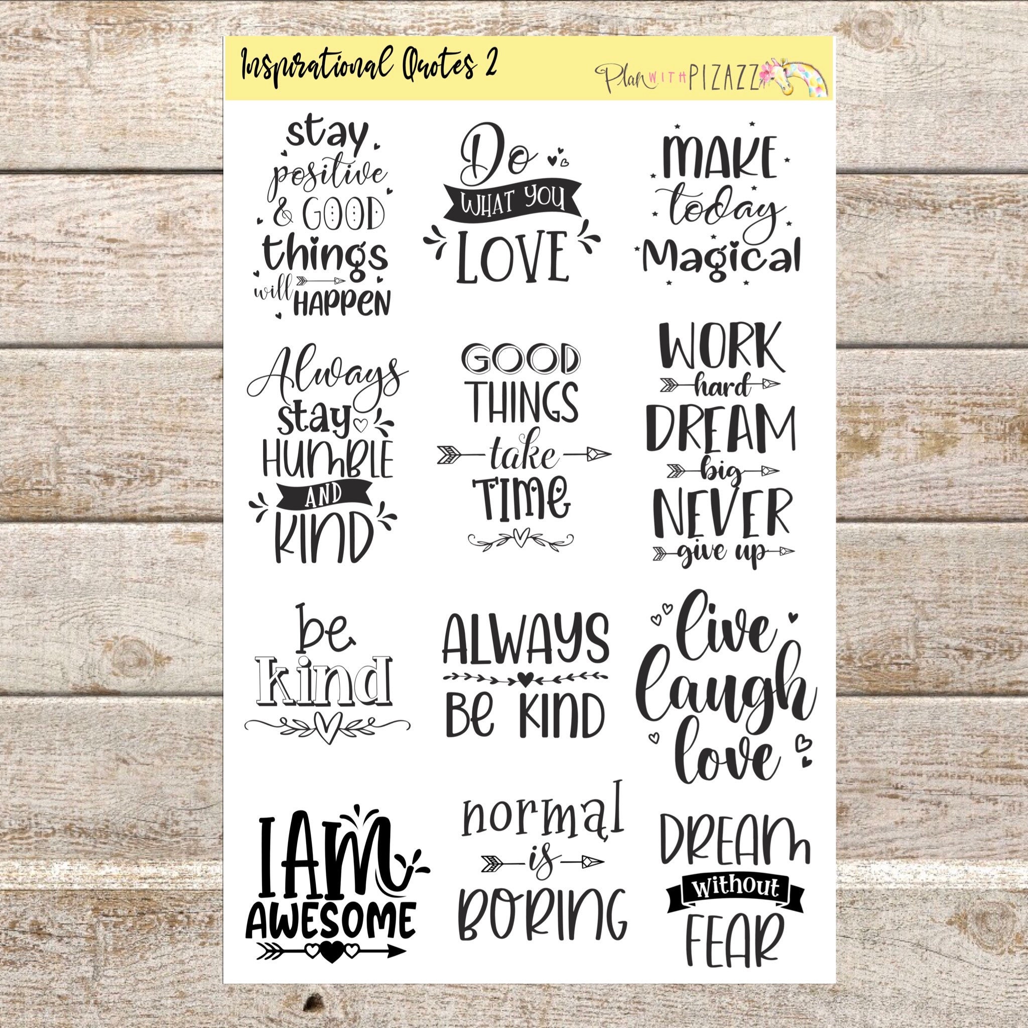 inspirational quotes 2 black white planner icon stickers etsy