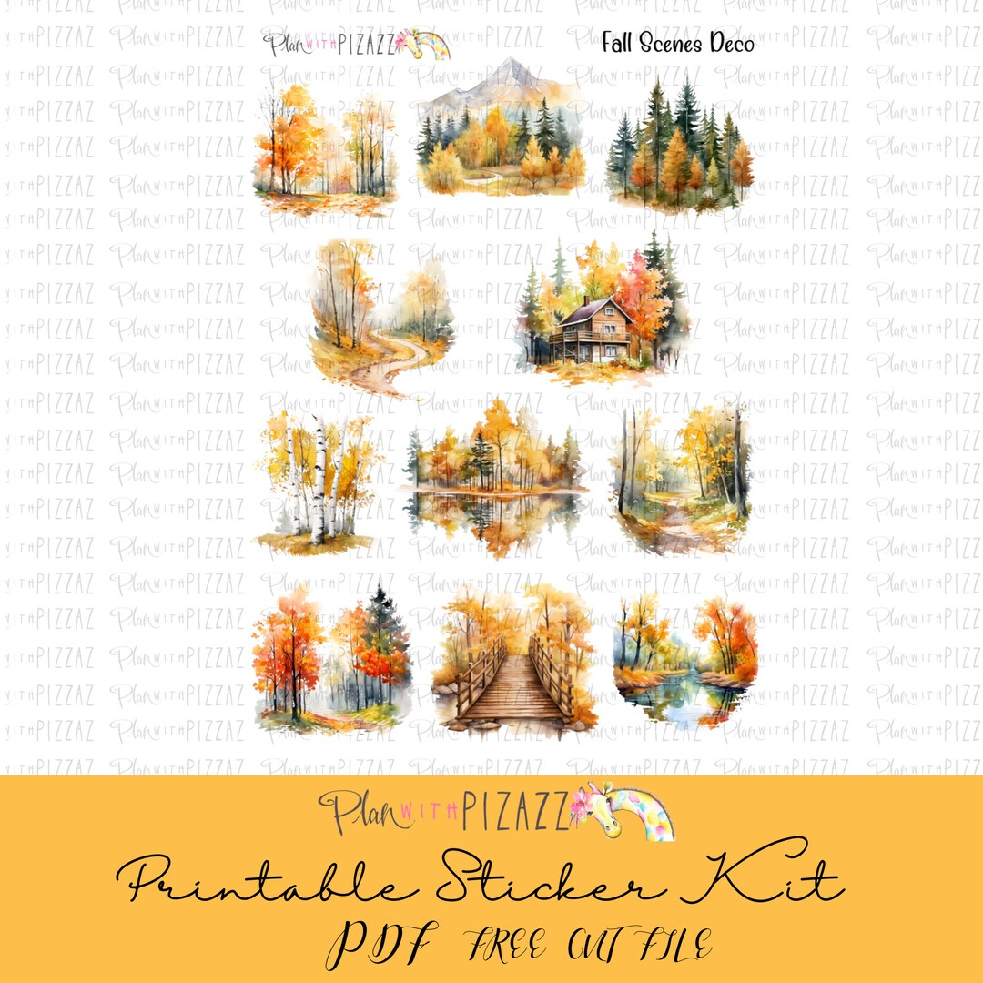 FALL SCENES Deco /printable Deco Sticker Sheets Printable PDF //cut ...