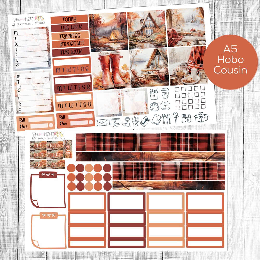 COZY CABIN//A5 Hobonichi Cousin Notebook Stickers Mini Kit - Etsy