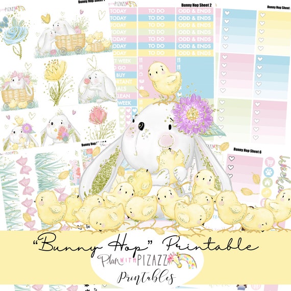 BUNNY HOP //printable Weekly Kit // Printable PDF // Cut Line | Etsy