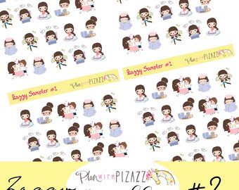 ZAZZY SAMPLER 2 Icons/Printable Script Stickers//Printable PDF// Cut Line Files // Instant Download // Digital Planner Stickers