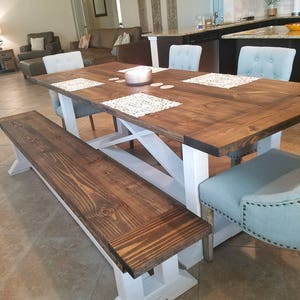 Trestle Farmhouse Table and matching bench