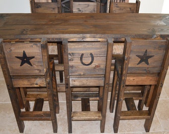 Mesa de altura de barra con 6 sillas