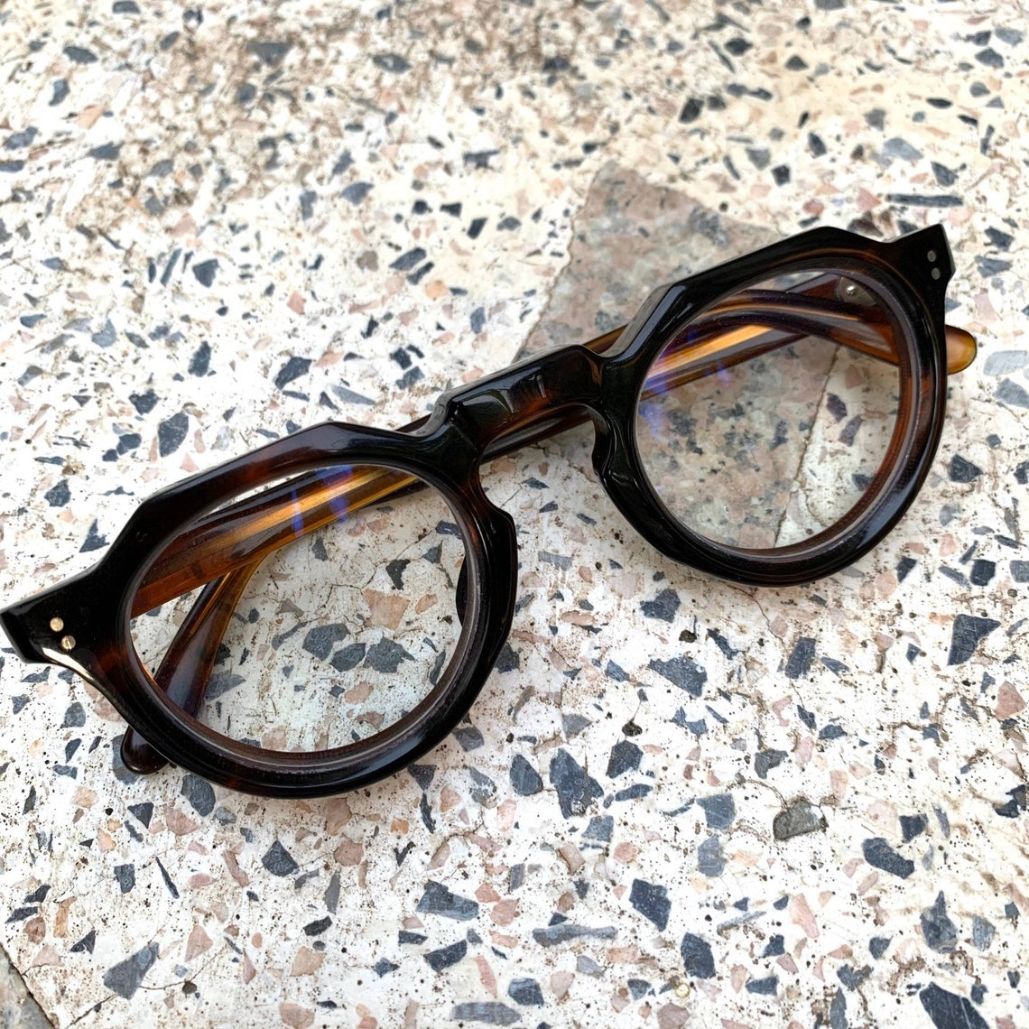 Original 1960s French eyeglasses thick 8 mm crown panto Etsy