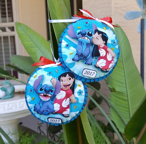 Disney Lilo And Stitch Felt And Fabric Ornament 3d Handmade Etsy