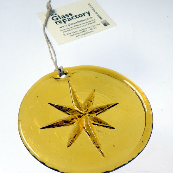 Star recycled glass suncatcher, star ornament, window art