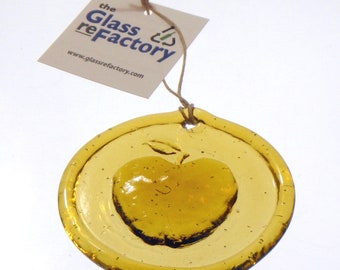 Recycled glass apple suncatcher, window ornament