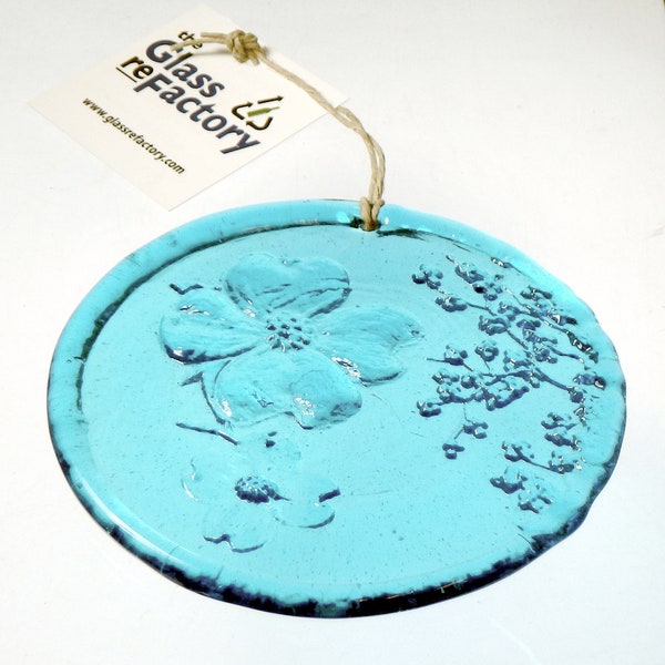 Recycled glass dogwood suncatcher, Dogwood suncatcher, unique window art