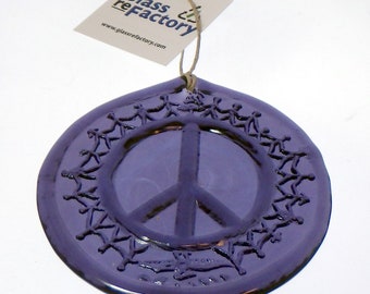 Peace Sign recycled bottle suncatcher, window ornament