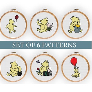 Winnie the Pooh Cross stitch pattern, vintage pooh, Embroidery Pattern ,Instant Download, Embroidery Designs, baby gift, easy cross stitch
