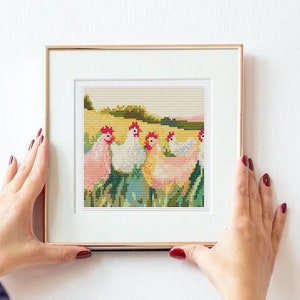 Hen Cross Stitch Pattern: Farmhouse Chicken Chart (PDF) - Etsy