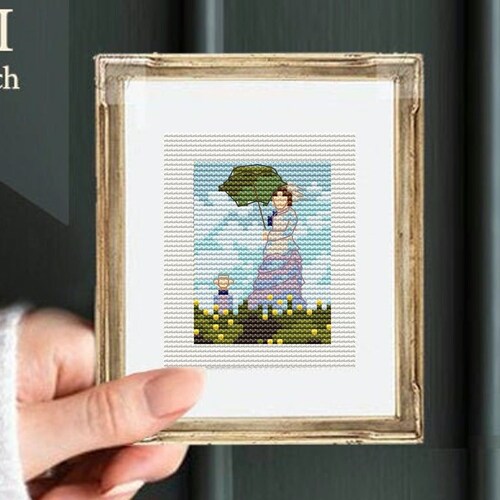 Woman With a Parasol Cross Stitch Art Pattern Small Etsy Canada