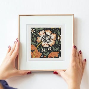 William Morris Floral Design Cross Stitch Pattern,  Morris Cross Stitch Pdf, Famous Painting, Floral Embroidery, tapestry stitch chart, mini