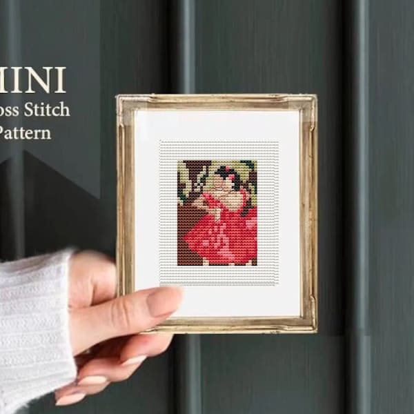 Edgar Degas mini cross stitch pattern, Dancer in pink, Ballerina cross stitch, mini masterpieces, ballerina embroidery, counted chart, pdf