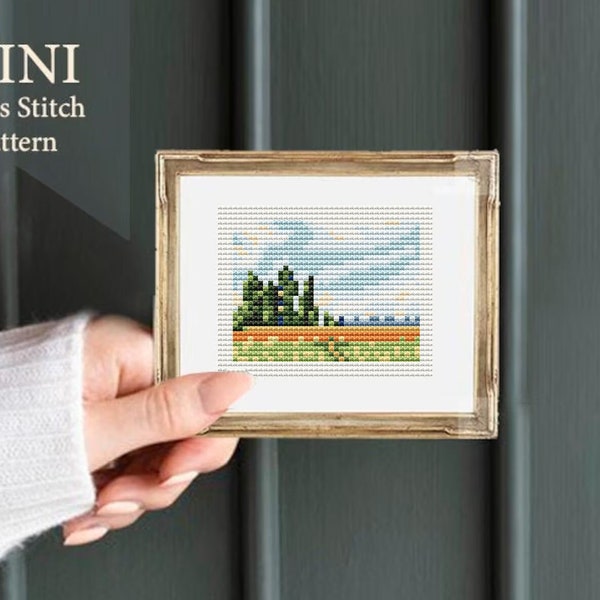 MINI  "The wheat Field" by Claude Monet, MINI MASTERPIECES, cross stitch chart, landscape cross stitch, famous painting,cross stitch pattern